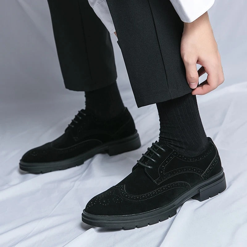 Suede Brogue Shoes with Cushioned Insole