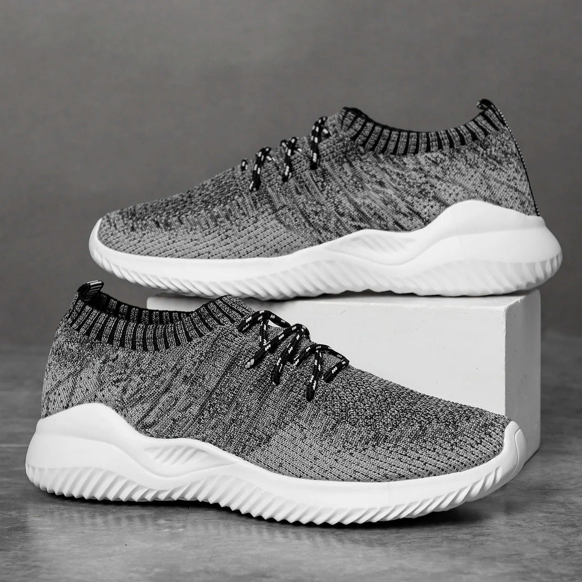 Mesh Knit Sneakers with Woven Detail