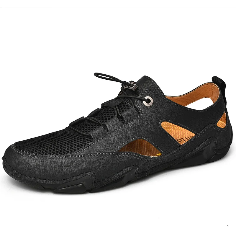 Mesh Sandals with Lace-Up Closure