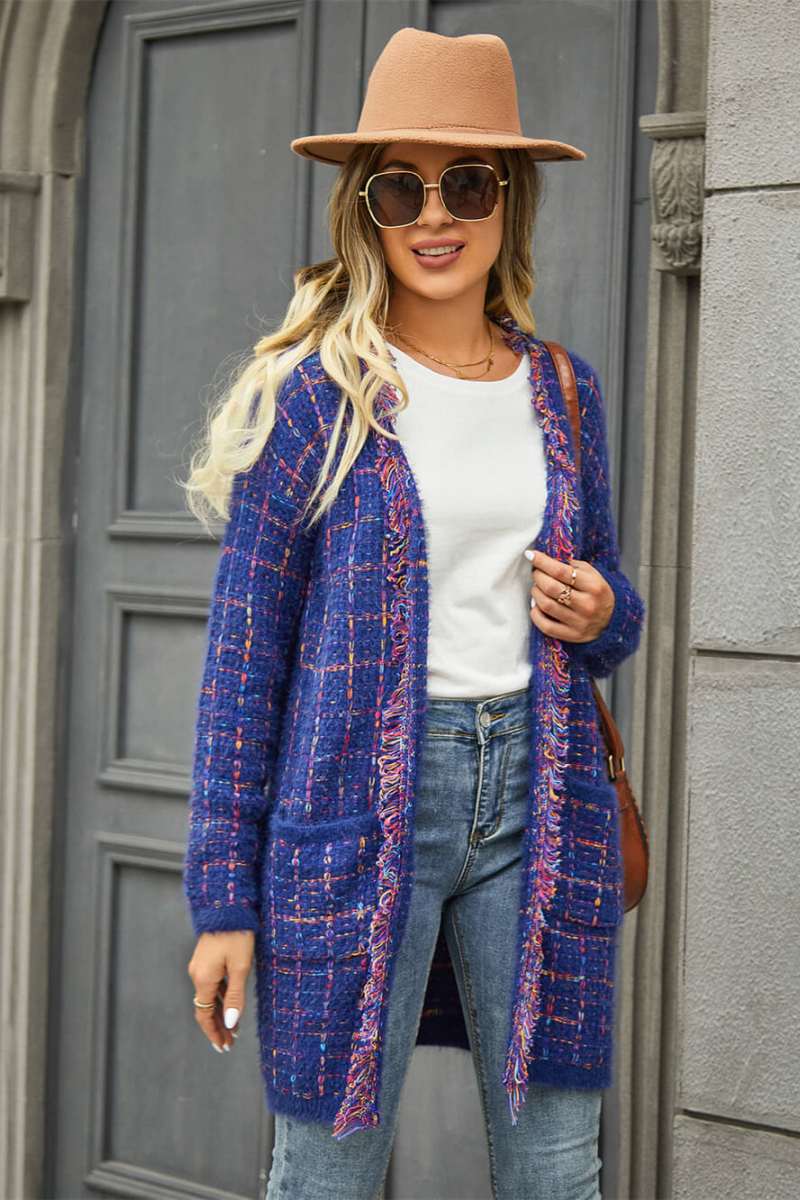 Modern Pate Pocketed Knit Cardigan - Blue