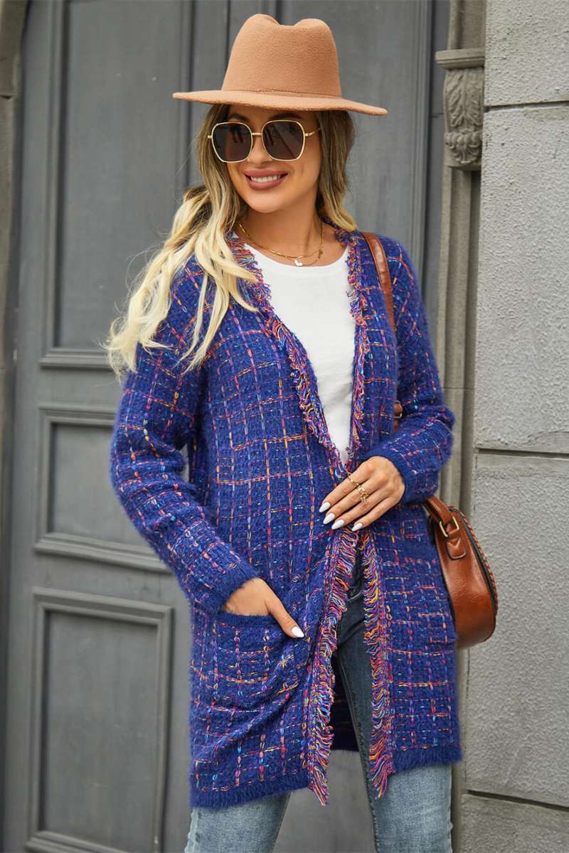 Modern Pate Pocketed Knit Cardigan - Blue
