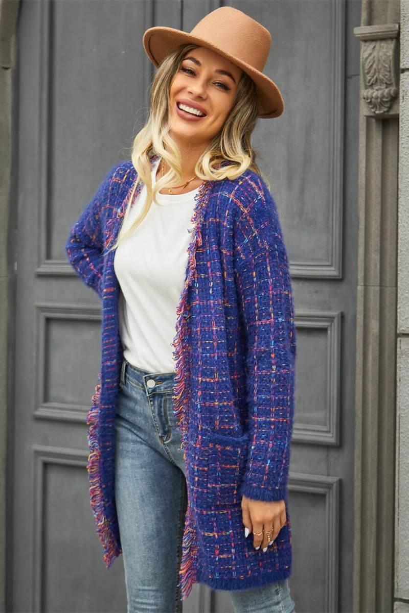 Modern Pate Pocketed Knit Cardigan - Blue