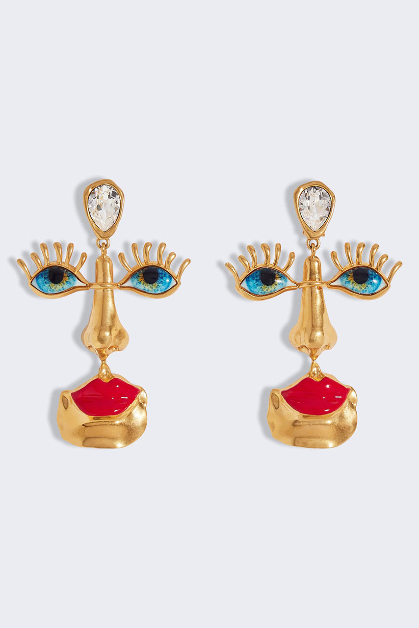 Statement Evil Eyes Retro Face Stud Earrings