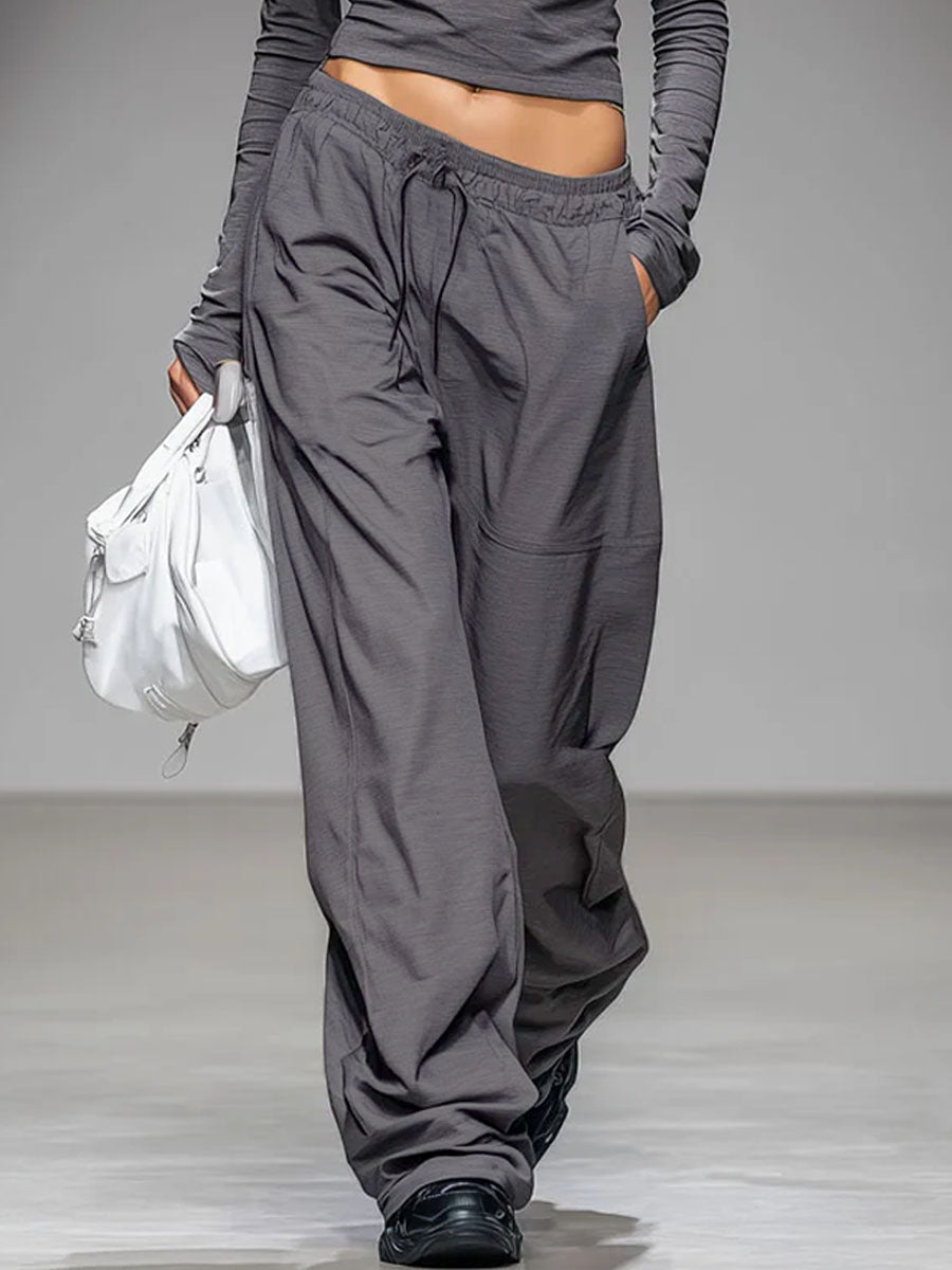 Relaxed Long-sleeved T-shirt And Wide-Leg Trousers Set