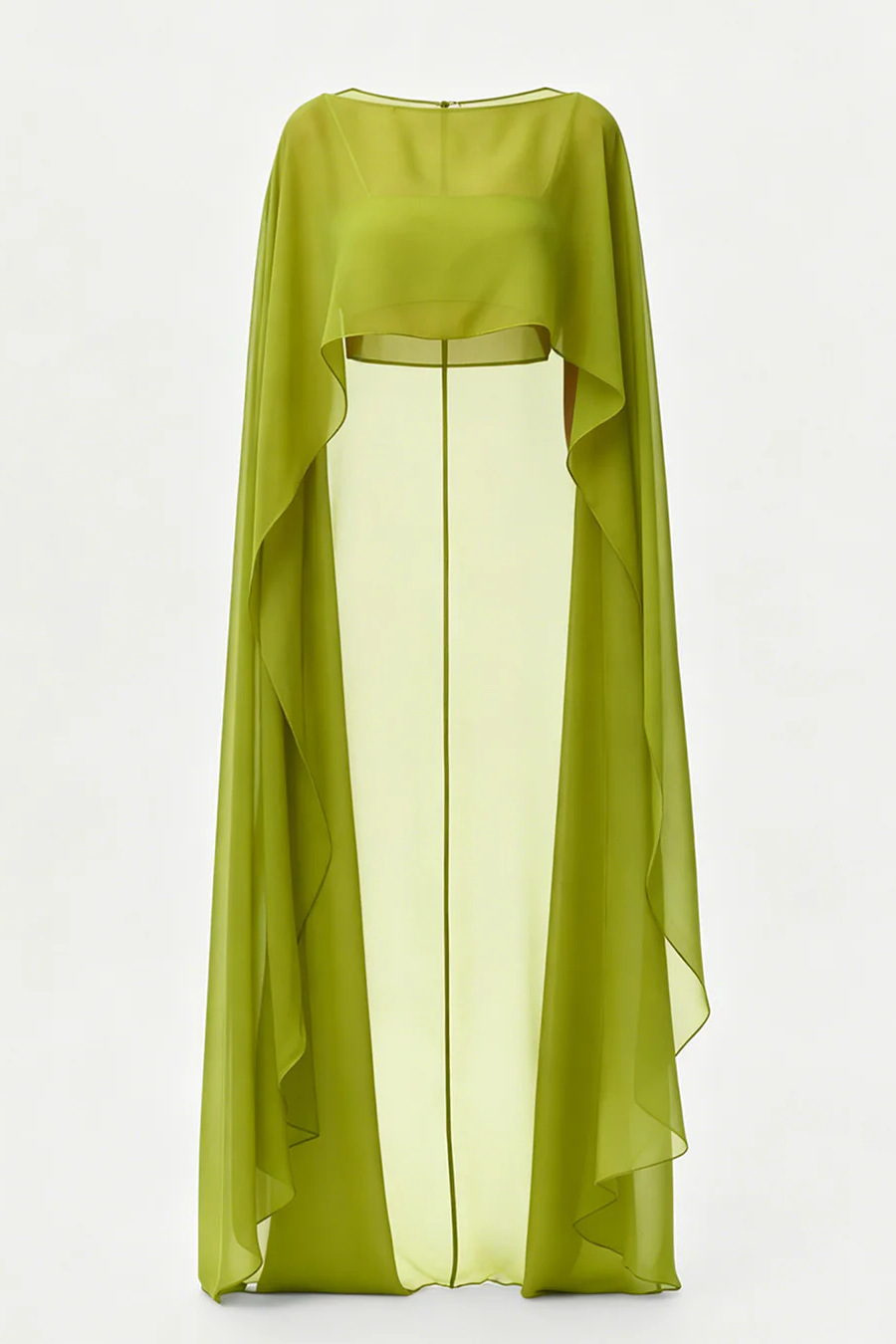 Coordinated Lime Sheer Cape Feather Skirt Set