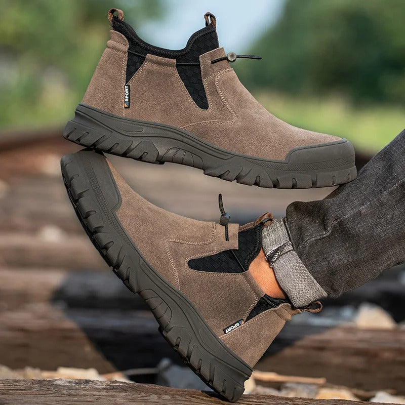 Suede Sneakers with Slip-Resistant Tread