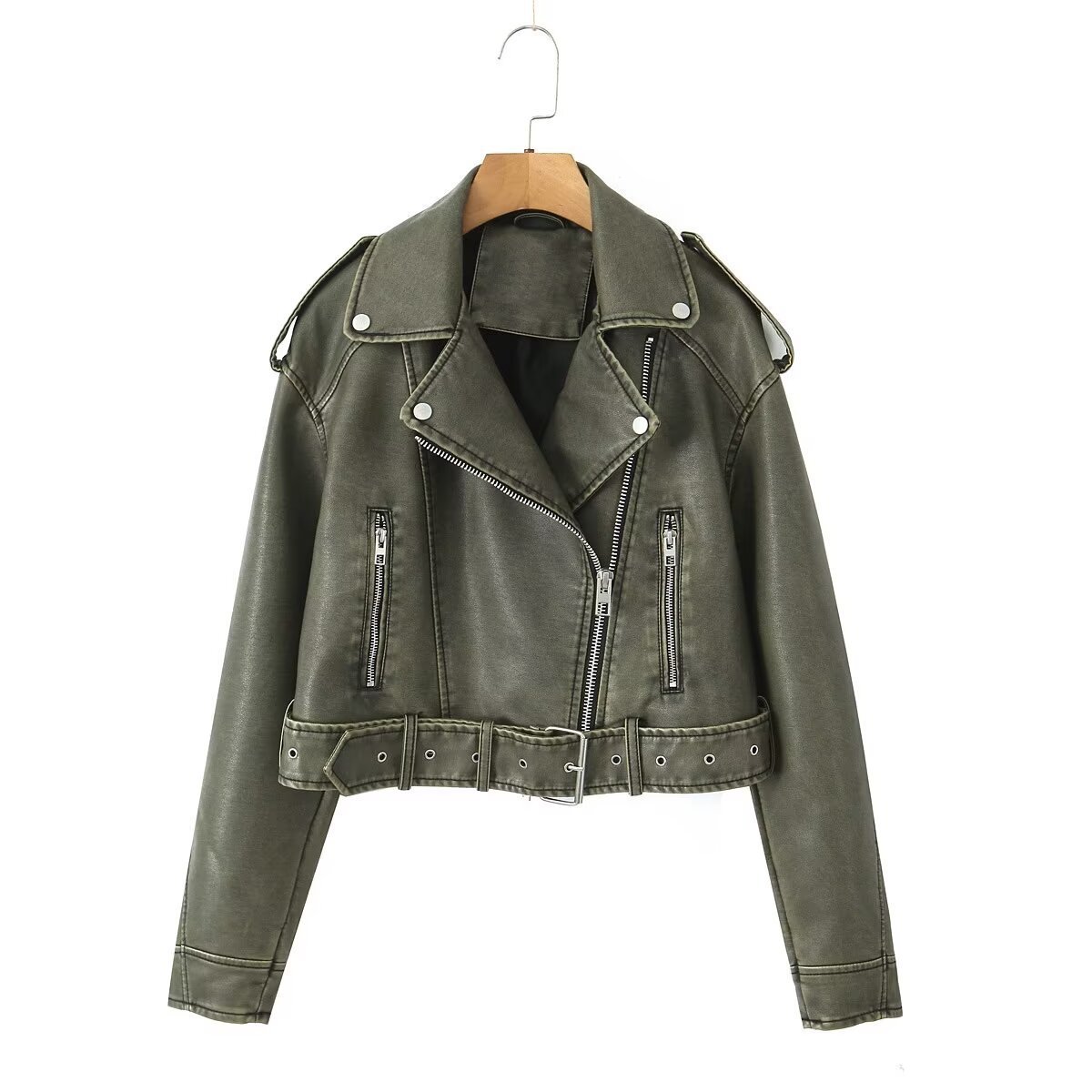 Washable Leather Jacket with Color Gradient