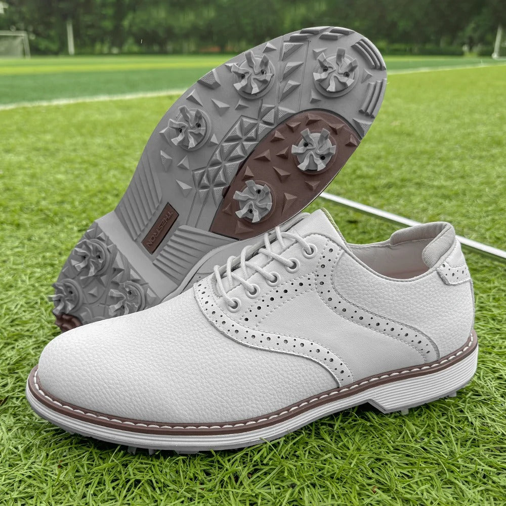 Pebbled Leather Brogue Shoes with Pebbled Texture