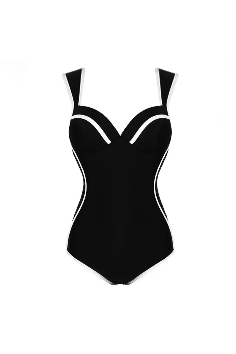 Modern Colorblock Korean Style Sweetheart Swimsuit