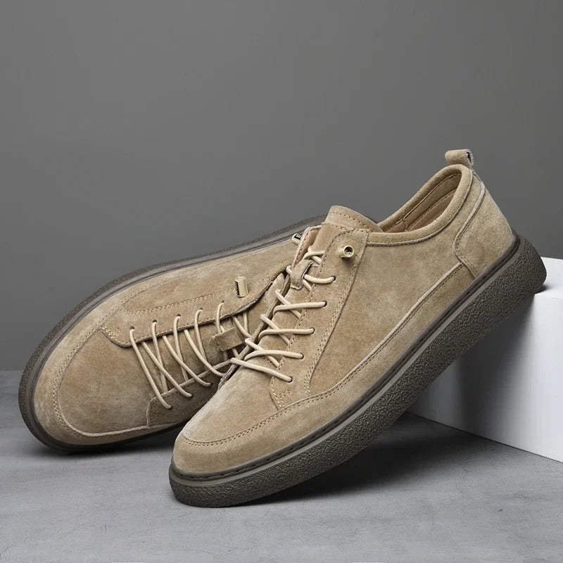 Cowhide Leather Sneakers with Cushioned Insole