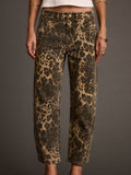 Modern Retro Western Leopard Barrel Jeans