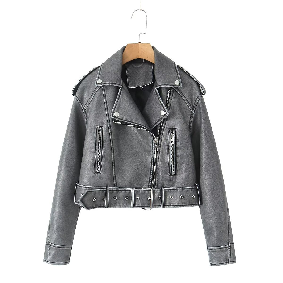 Washable Leather Jacket with Color Gradient