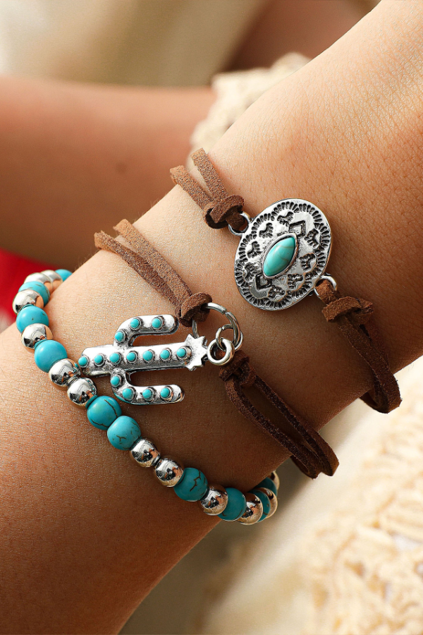 Women's Western Retro Turquoise Personalized Multi-element Beaded Jewelry Set