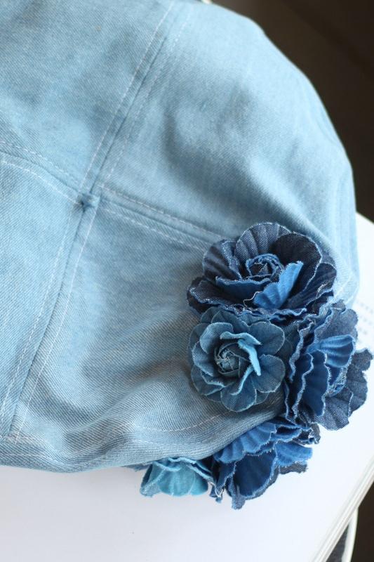 Modern Camellia Denim Beret Hat