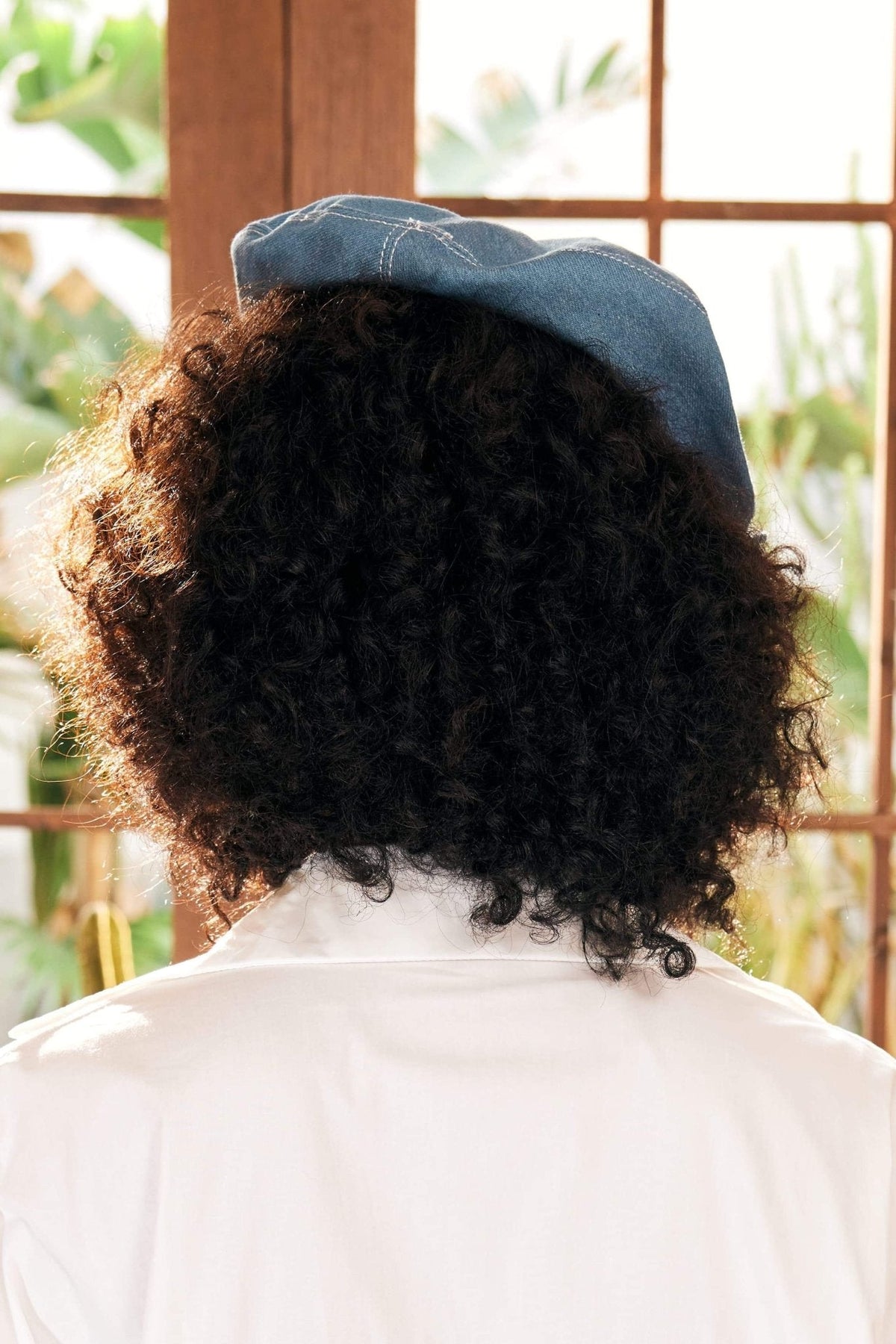 Modern Camellia Denim Beret Hat