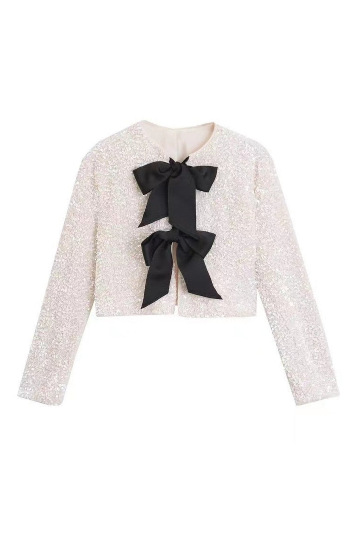 Modern Cara Bow-tie Sequins Coat