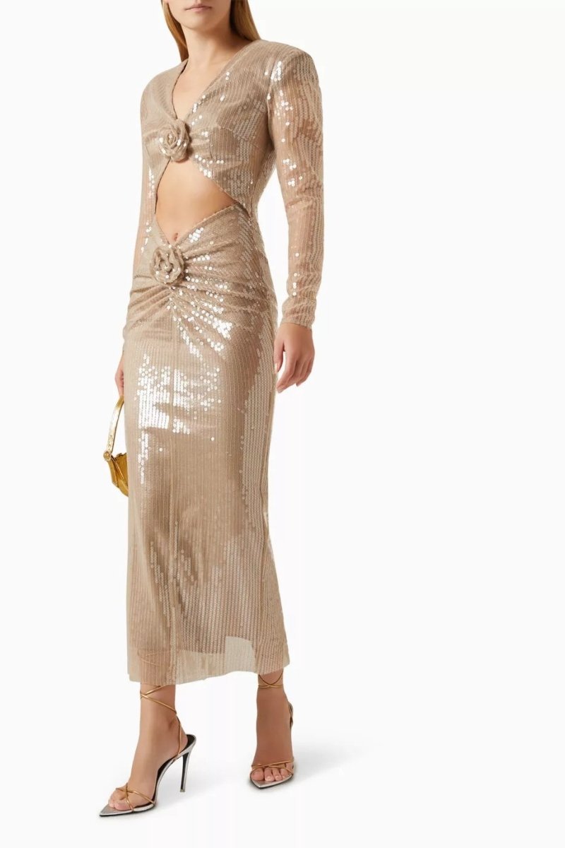 Cathy Flower Sequins Midi-Length Dress