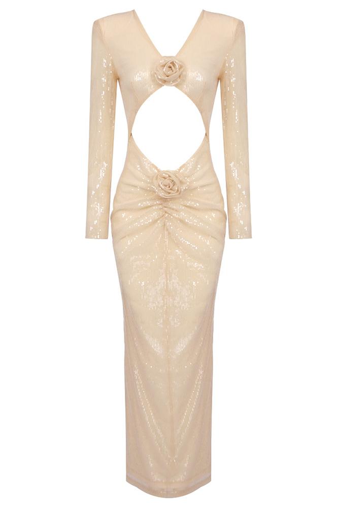 Cathy Flower Sequins Midi-Length Dress