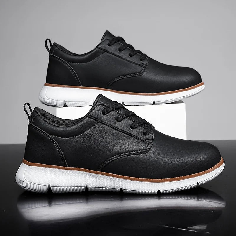 Cowhide Leather Sneakers with Cushioned Sole