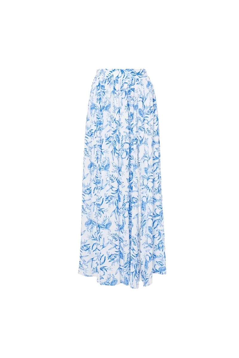 Fresh Flower One-Shoulder Blue Set