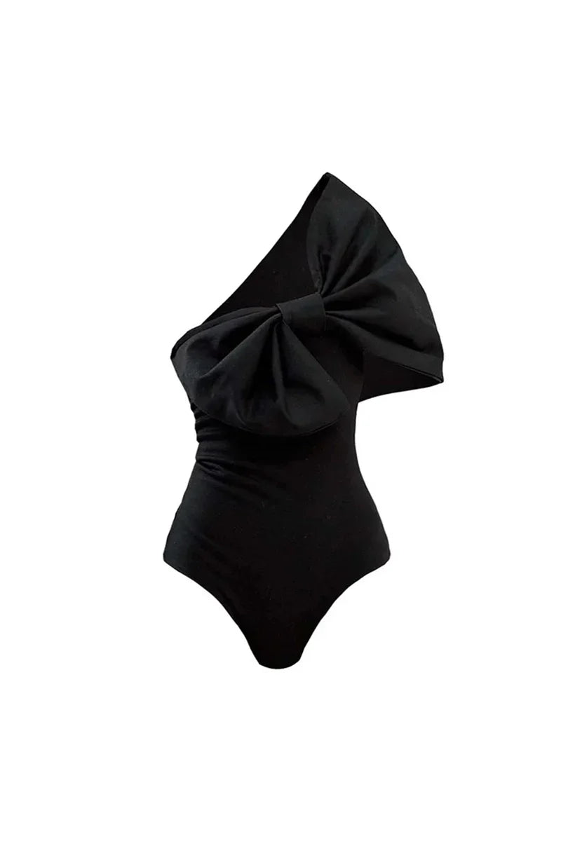 Black and White Bow One Piece Swimwear Set
