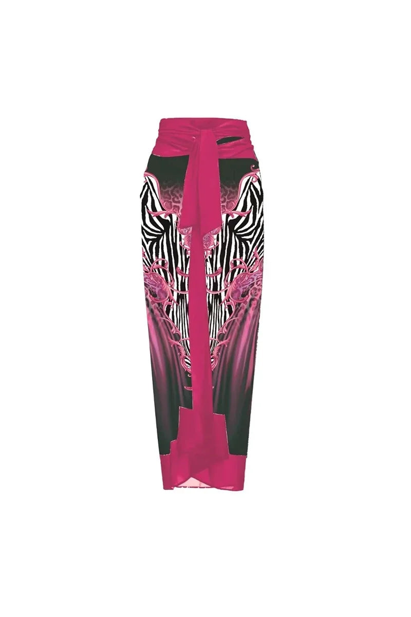 Magenta Flower Print 3D Flower Swimsuit