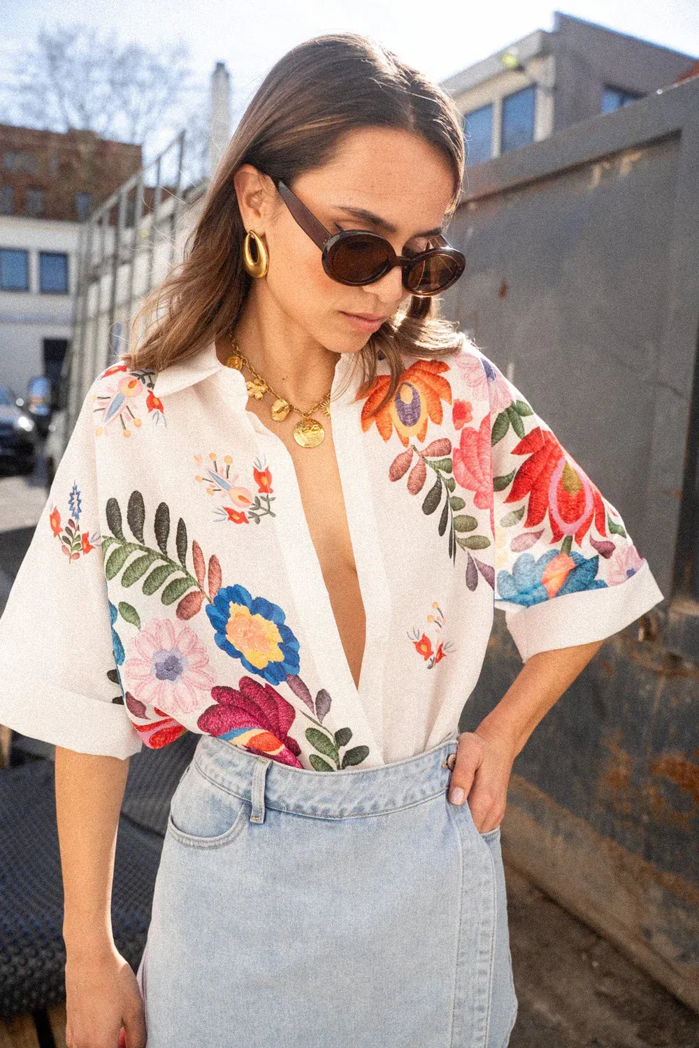 Carla Flower Print Short-Sleeved Shirt