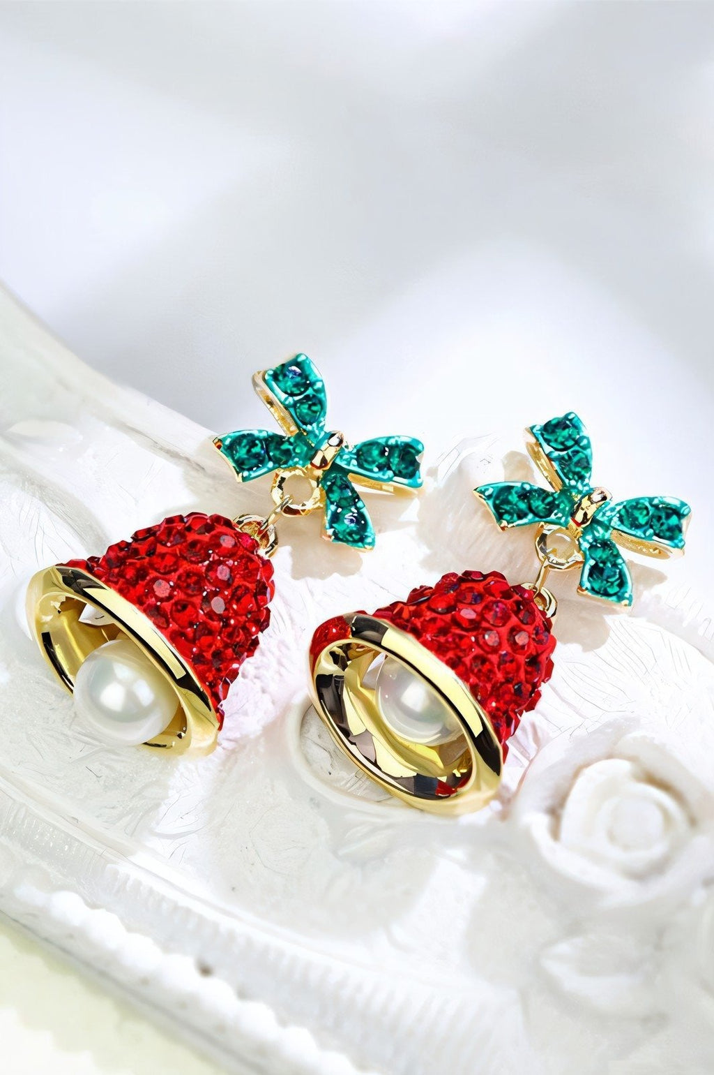 Statement Christmas Bowknot Jingle Bell Drop Earrings