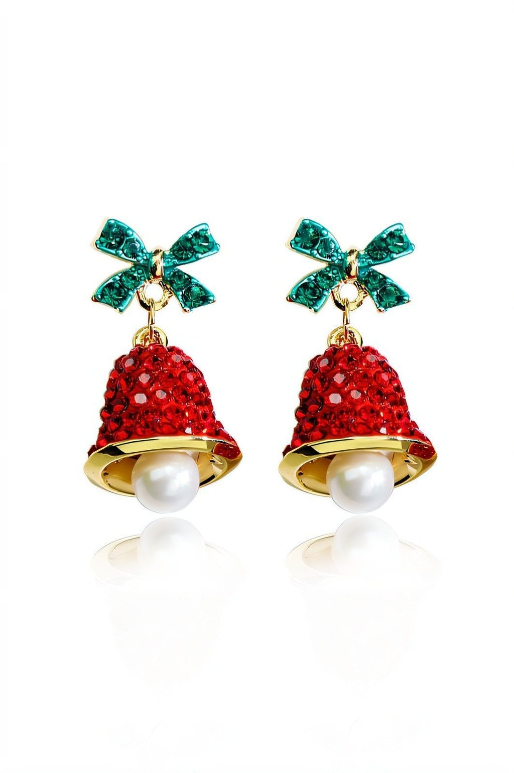 Statement Christmas Bowknot Jingle Bell Drop Earrings