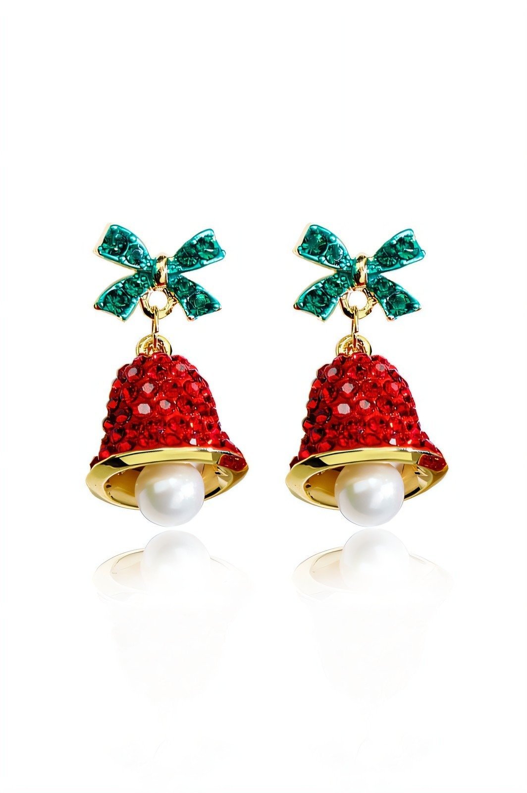 Statement Christmas Bowknot Jingle Bell Drop Earrings