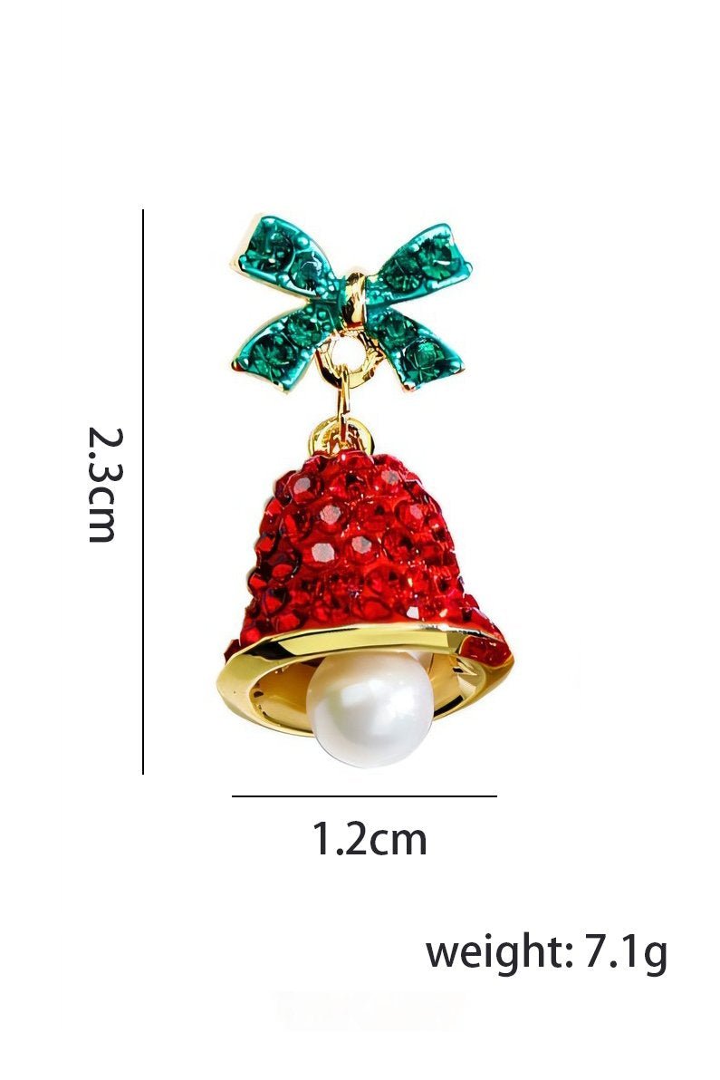 Statement Christmas Bowknot Jingle Bell Drop Earrings
