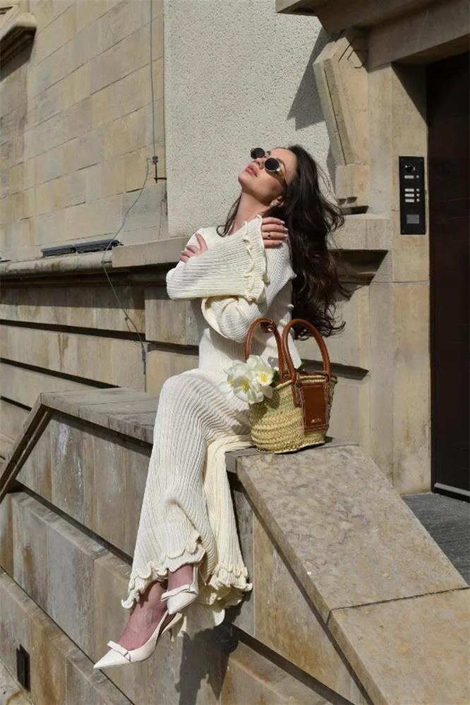 Clara Ruffled Long Sleeve Knit Maxi-Length Dress