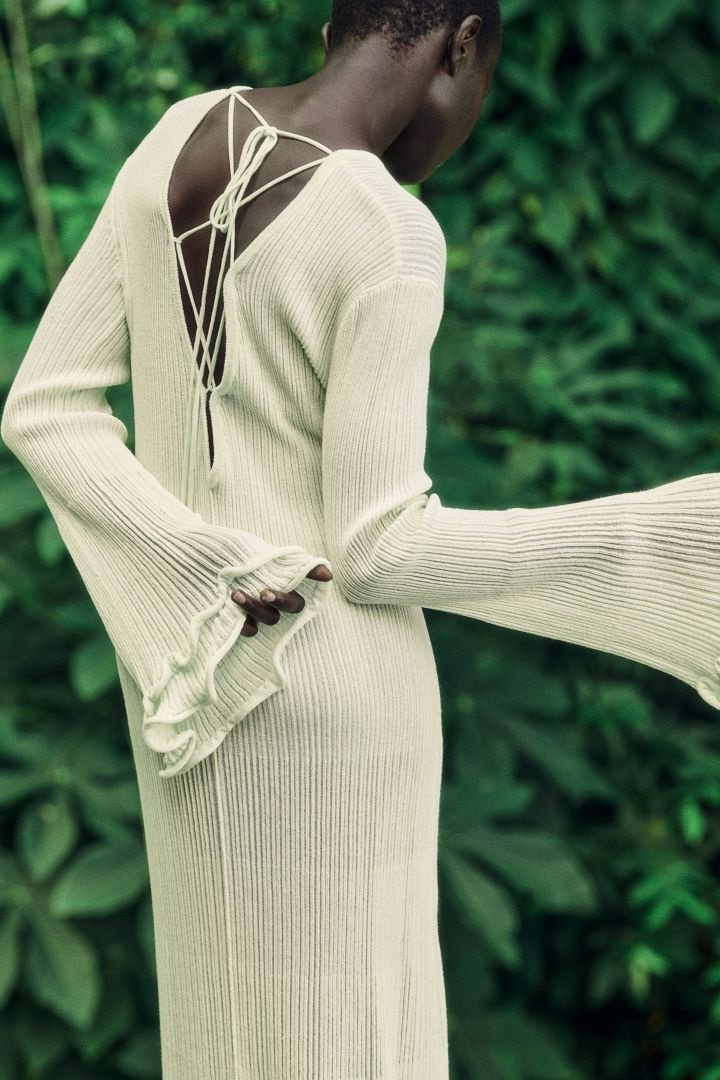 Clara Ruffled Long Sleeve Knit Maxi-Length Dress
