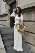Clara Ruffled Long Sleeve Knit Maxi-Length Dress