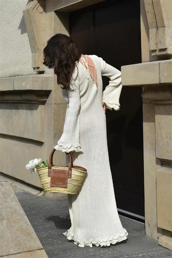 Clara Ruffled Long Sleeve Knit Maxi-Length Dress