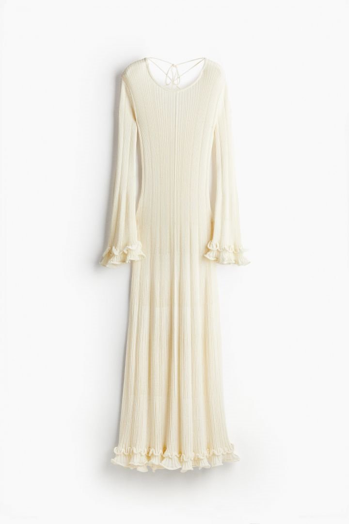 Clara Ruffled Long Sleeve Knit Maxi-Length Dress