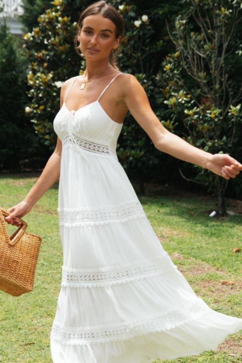 Modern Cora Lace Trim A-line Maxi Sundress