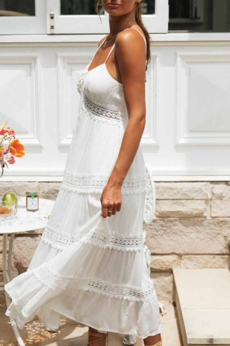 Modern Cora Lace Trim A-line Maxi Sundress