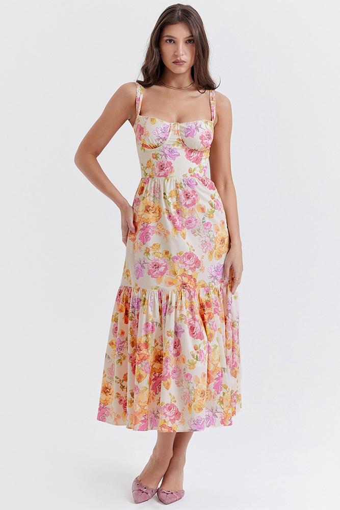 Cottie Patterned Flare Midi-Length Dress