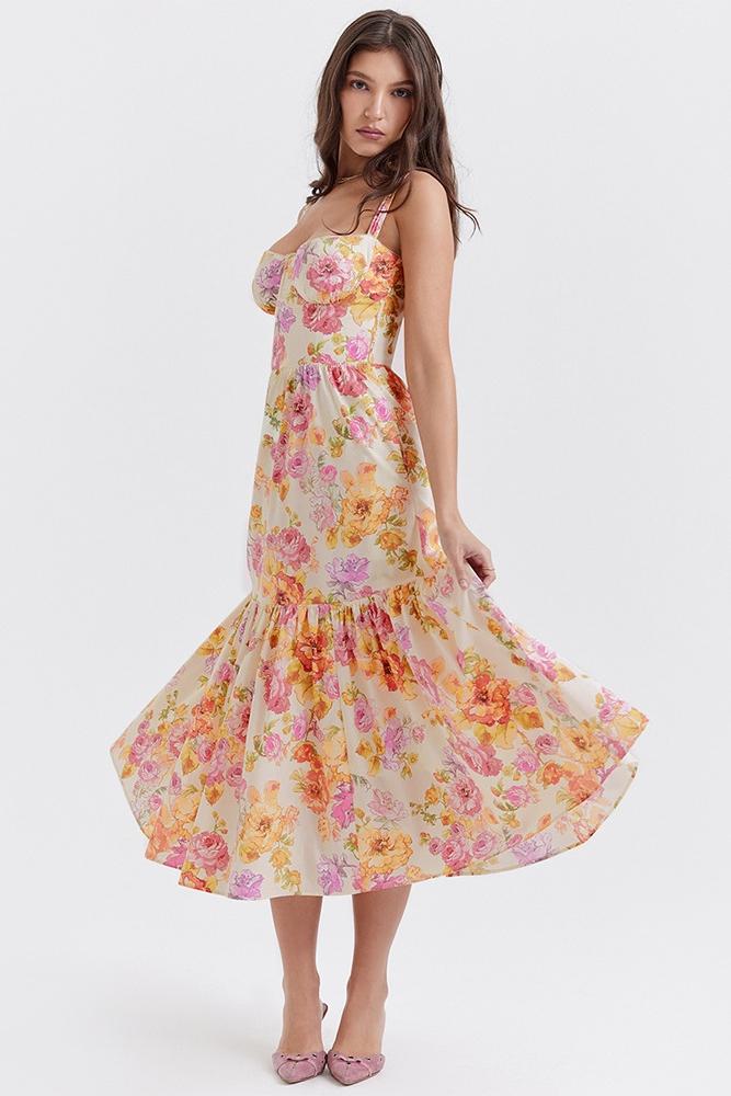 Cottie Patterned Flare Midi-Length Dress