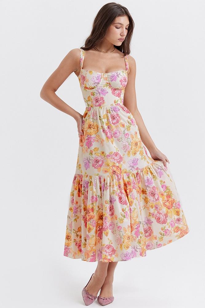 Cottie Patterned Flare Midi-Length Dress
