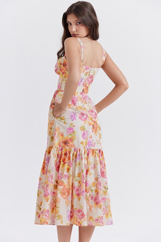 Cottie Patterned Flare Midi-Length Dress