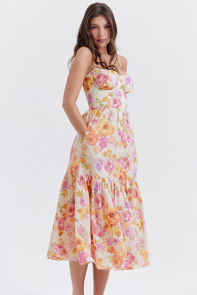 Cottie Patterned Flare Midi-Length Dress