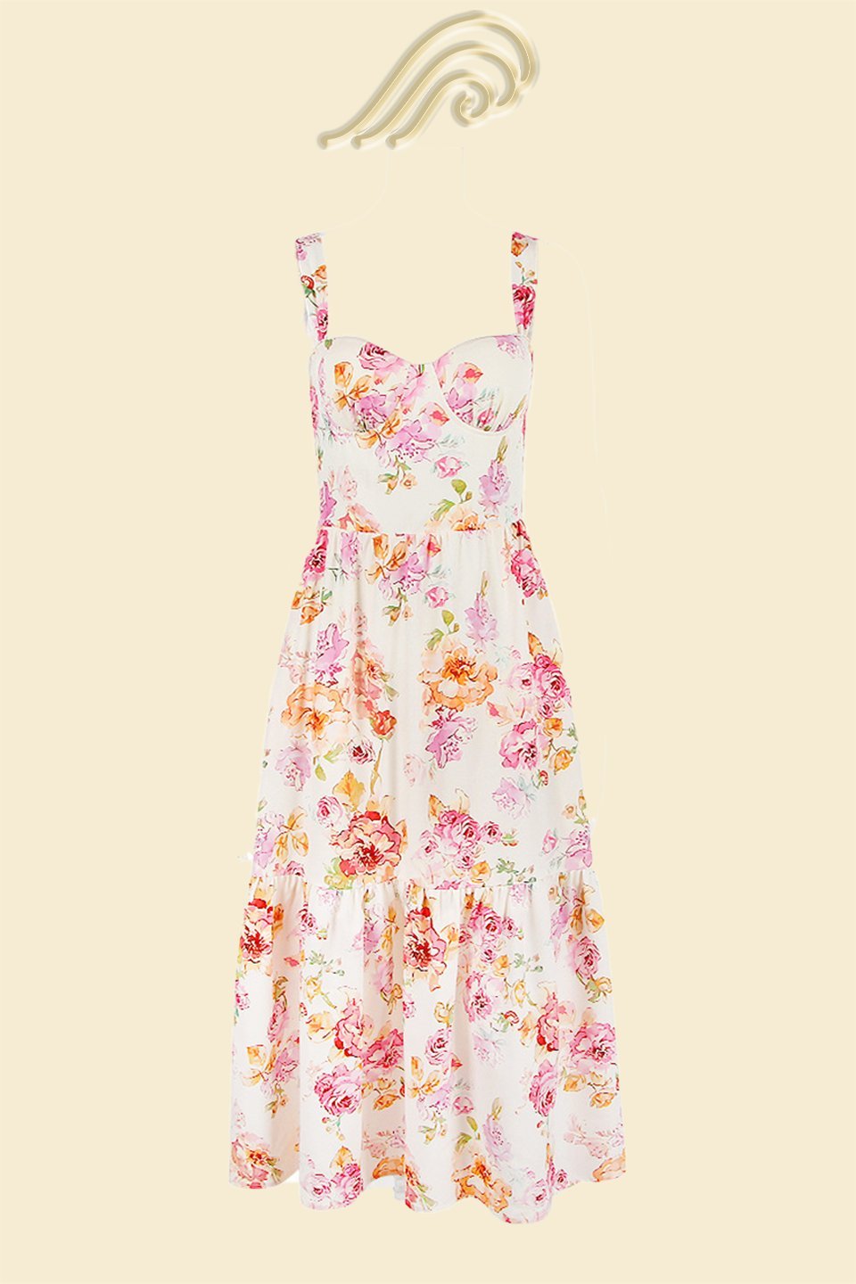 Cottie Patterned Flare Midi-Length Dress