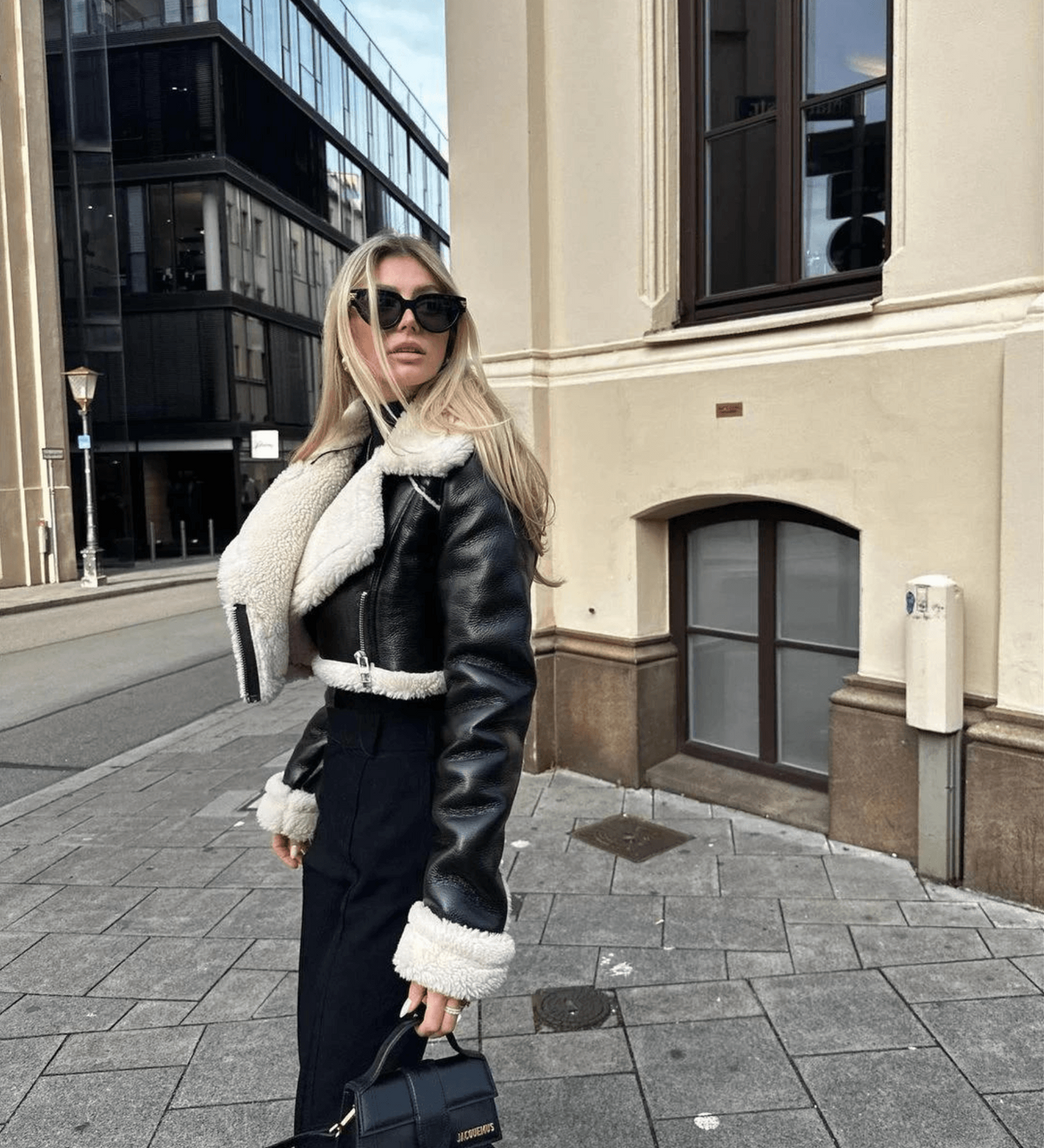 Leather Jacket with Faux Fur Trim for Cold Days