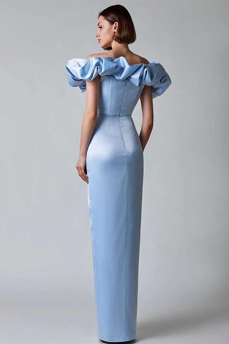 Modern Crystal Off-Shoulder Maxi Split Dress