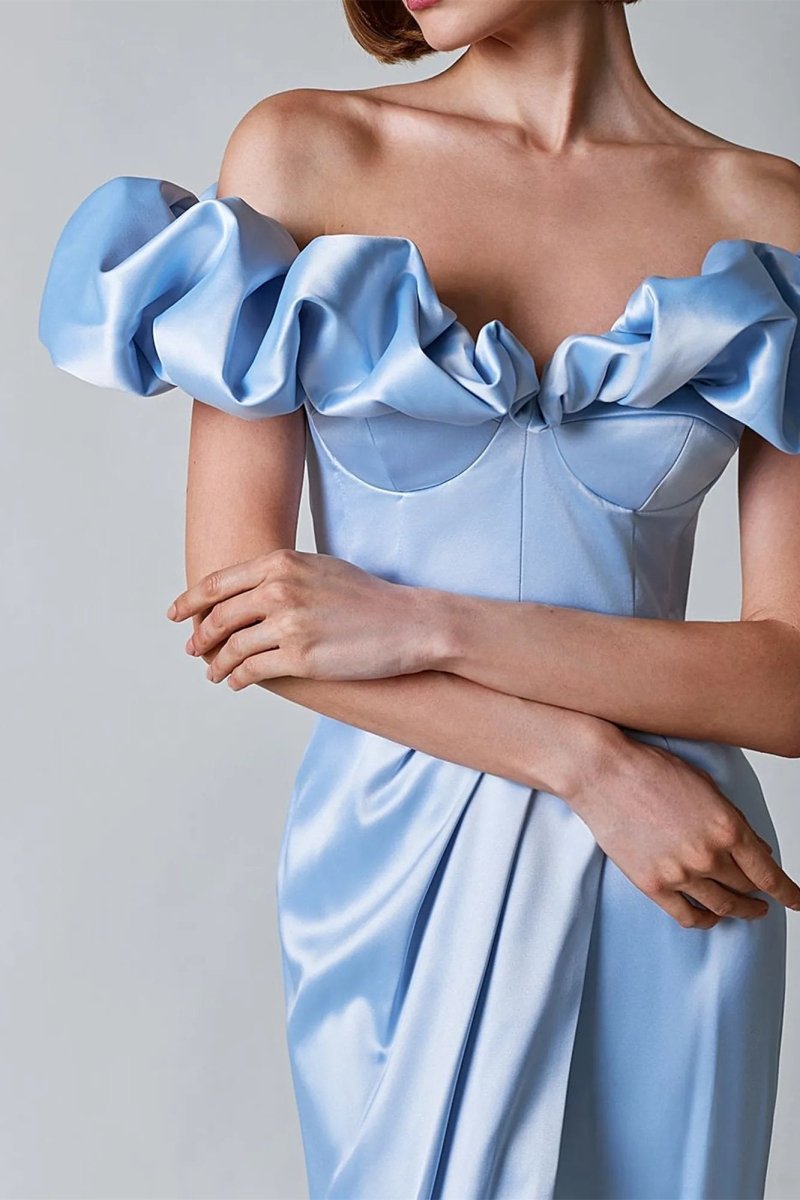 Modern Crystal Off-Shoulder Maxi Split Dress