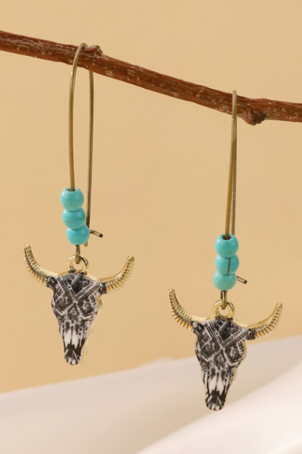 Statement Ladies Western Bull Head Earrings