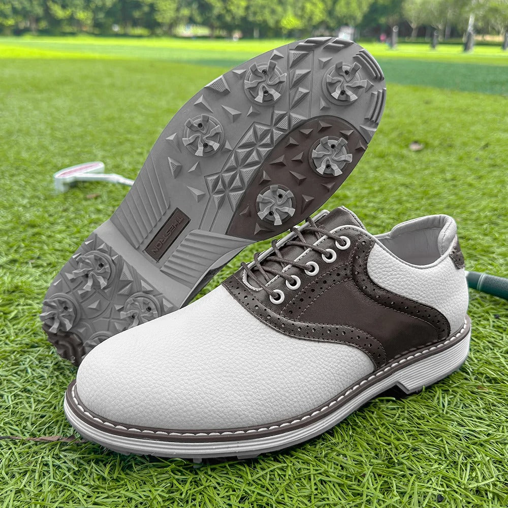 Pebbled Leather Brogue Shoes with Pebbled Texture