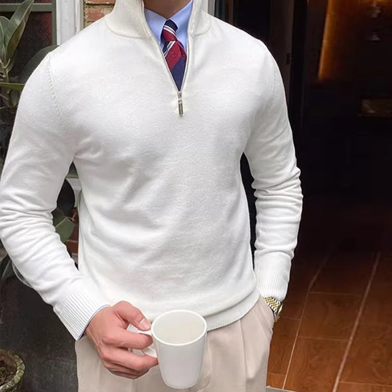 Wool Blend Sweater with Zip Front